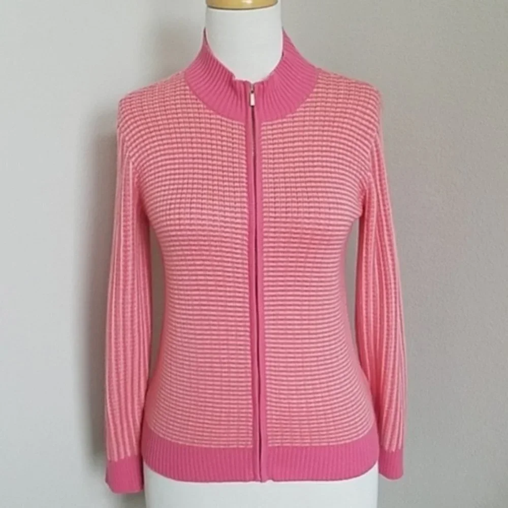 NWT St. John Flamingo & Peach Knit Cardigan